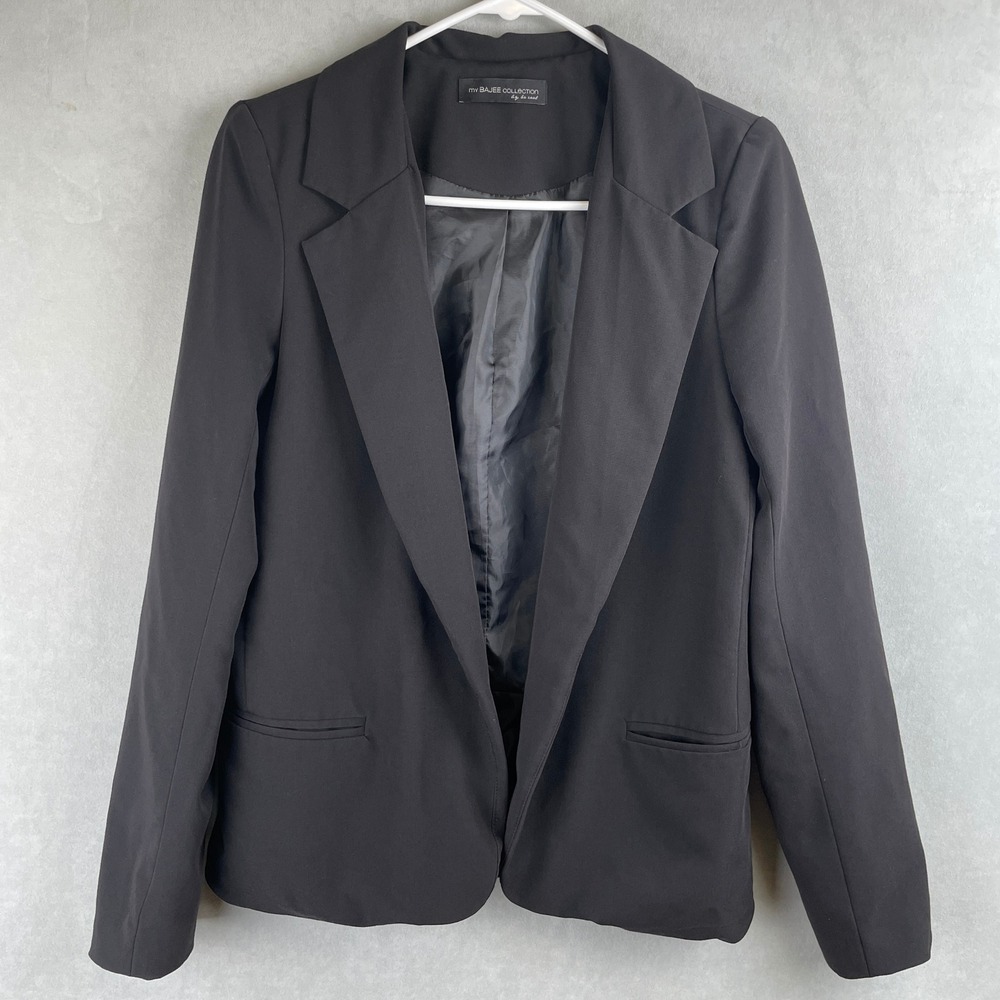 My Bajee Collection Be Cool Women Black Open Front Blazer Jacket Dark Academia M